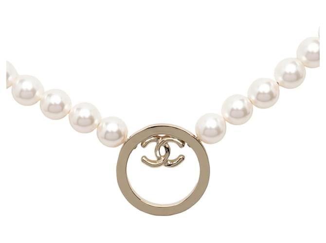 Chanel Coco Mark Perlenkette Weiß Golden - Ansicht 3