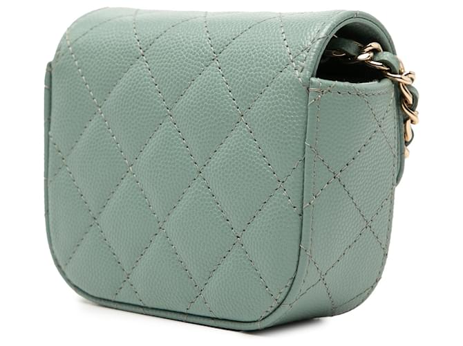 Chanel Verde Micro Mini Classico Caviar Flap Singolo - vista 2