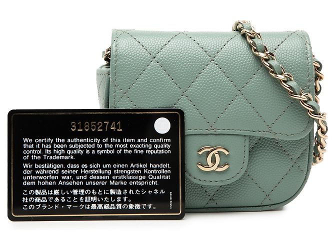 Chanel Verde Micro Mini Classico Caviar Flap Singolo - vista 8