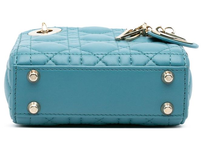 Dior Bleu Micro Cuir d'Agneau Cannage Lady Dior Turquoise - vue 3