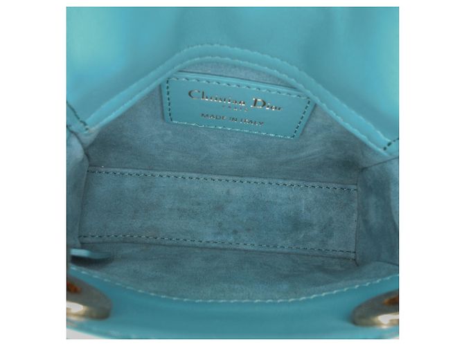 Dior Bleu Micro Cuir d'Agneau Cannage Lady Dior Turquoise - vue 4