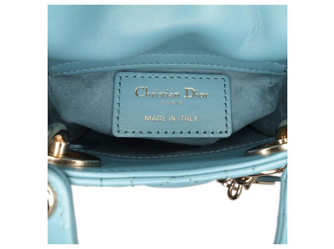 Dior Bleu Micro Cuir d'Agneau Cannage Lady Dior Turquoise - vue 5