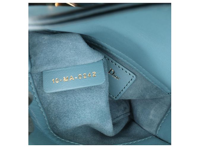 Dior Bleu Micro Cuir d'Agneau Cannage Lady Dior Turquoise - vue 6