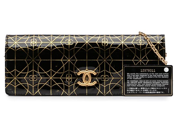 Clutch in vinile nero Chanel Parigi Mosca Moujik con catena - vista 10