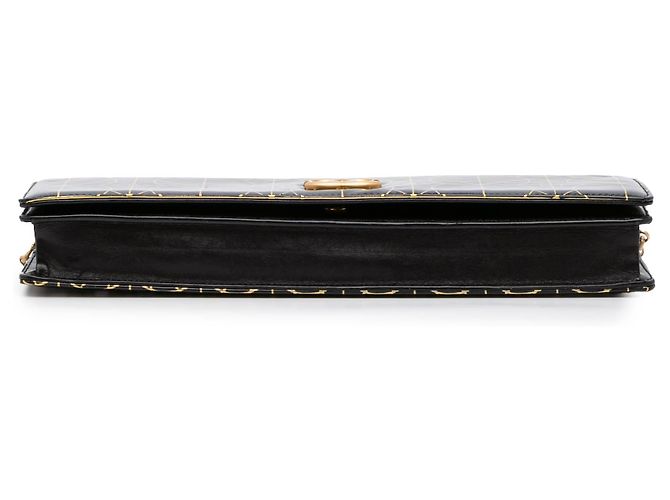 Clutch in vinile nero Chanel Parigi Mosca Moujik con catena - vista 3