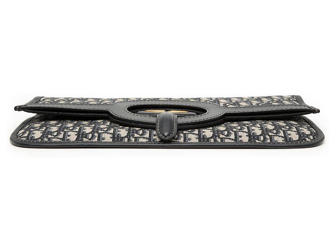 Clutch pieghevole in tela blu obliqua Dior Blu navy - vista 3