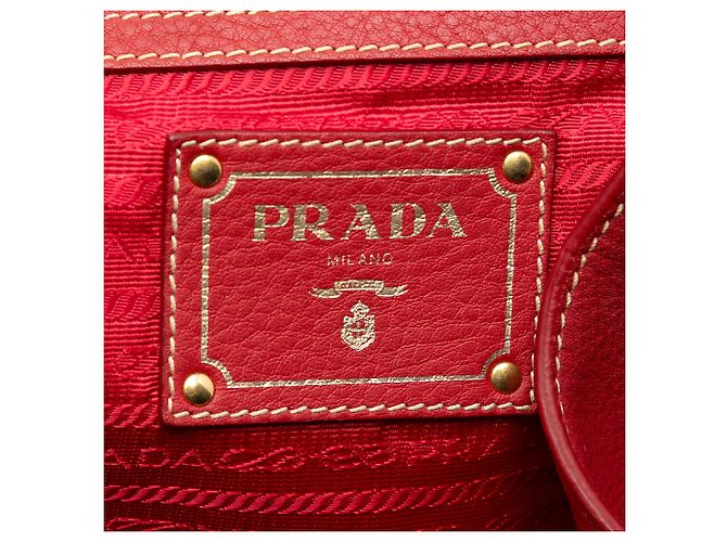 Prada Rote Vitello Daino Offene Umhängetasche - Ansicht 5