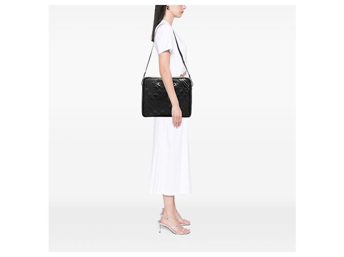 Blanket Bolsa quadrada média em couro de cordeiro acolchoado preto da Balenciaga - vista 6