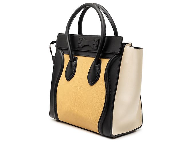 Luggage Céline Celine Tote da Viaggio Micro Tricolore in Pelle Gialla Giallo - vista 2
