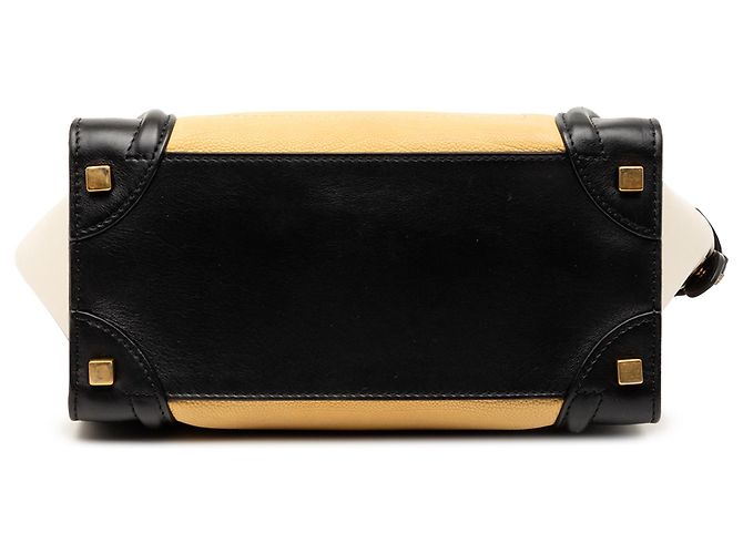 Luggage Céline Celine Tote da Viaggio Micro Tricolore in Pelle Gialla Giallo - vista 3