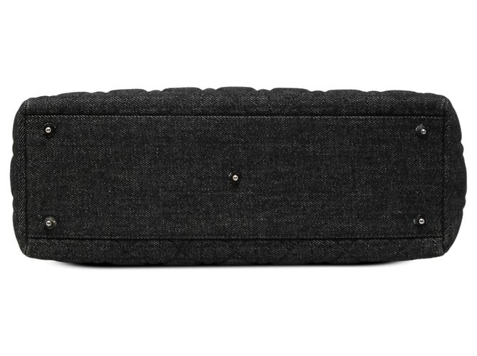 Dior Nero Grande Borsa in Denim Cannage Lady Dior - vista 3