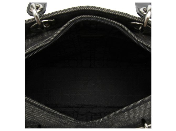 Dior Nero Grande Borsa in Denim Cannage Lady Dior - vista 4
