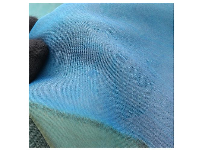 Foulard in seta con logo LV Louis Vuitton Blu Verde - vista 4