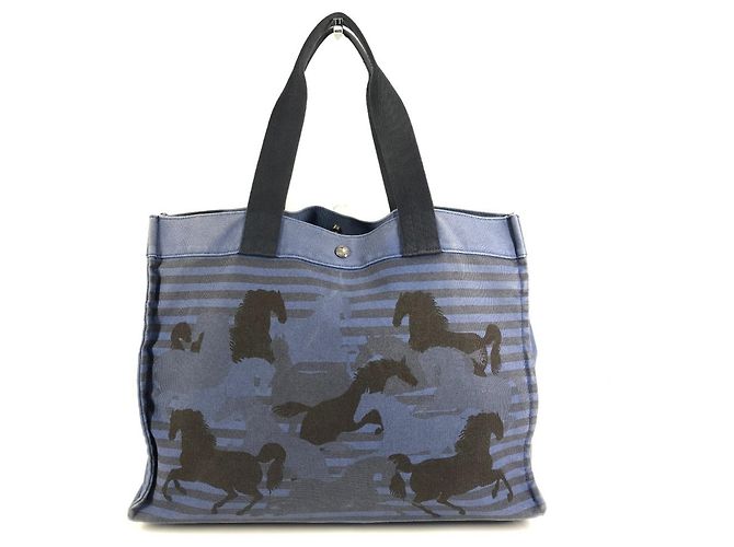 Hermès Borsa HERMES Horse Cheval con pochette Nero Blu - vista 2
