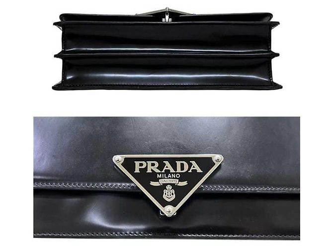Bolso de hombro de cuero negro Prada - vista 5