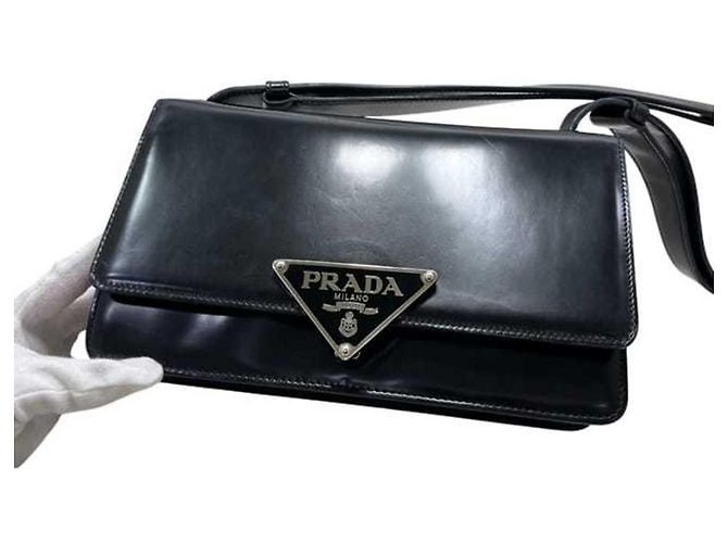 Bolso de hombro de cuero negro Prada - vista 8