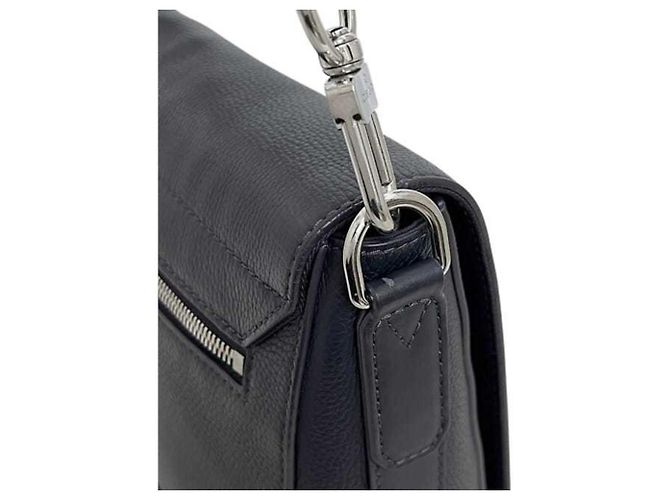 Borsa a spalla in pelle blu navy Louis Vuitton - vista 10
