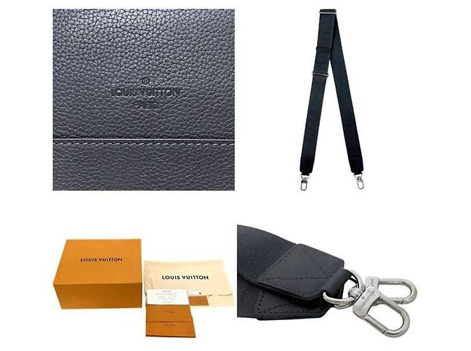 Borsa a spalla in pelle blu navy Louis Vuitton - vista 11