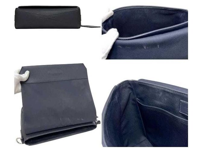 Borsa a spalla in pelle blu navy Louis Vuitton - vista 4