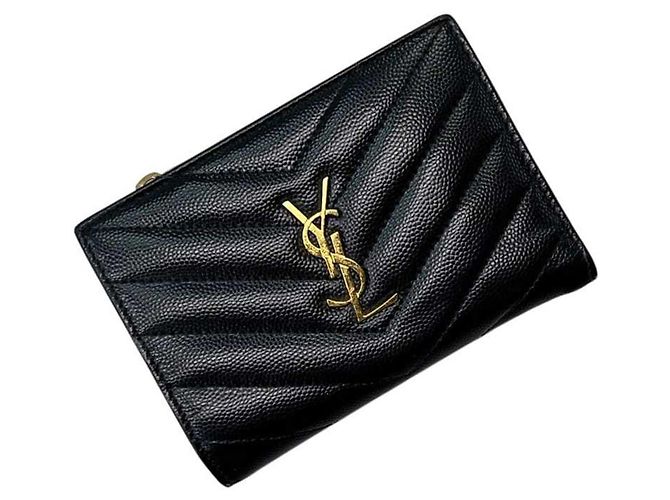 Saint Laurent Bi-Fold Geldbörse aus schwarzem Leder - Ansicht 2