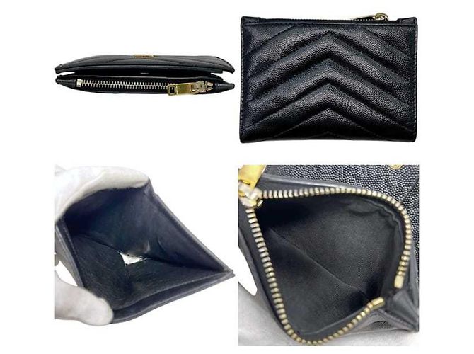 Saint Laurent Bi-Fold Geldbörse aus schwarzem Leder - Ansicht 3