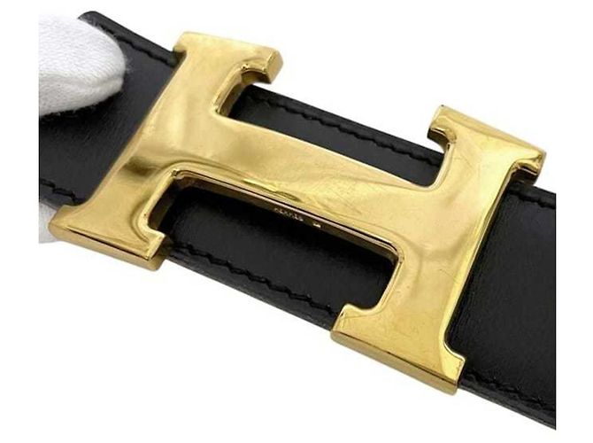 Cintura H di Hermès in pelle nera e marrone Nero - vista 10