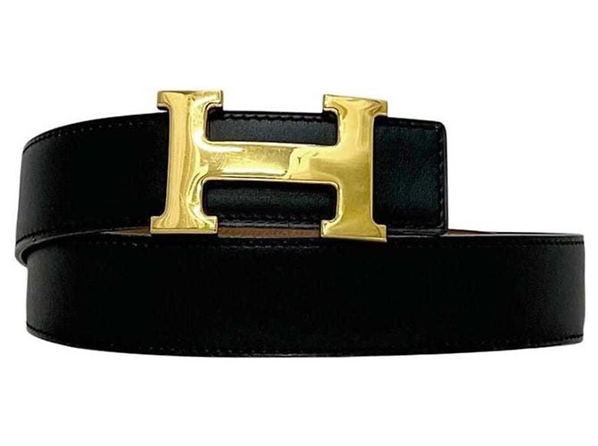 Cintura H di Hermès in pelle nera e marrone Nero - vista 2