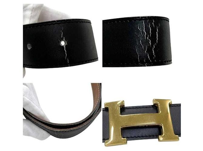 Cintura H di Hermès in pelle nera e marrone Nero - vista 7