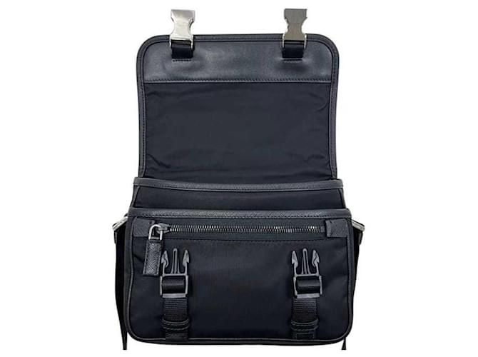 Saffiano Borsa a Spalla in Nylon e Pelle Nera Prada Nero - vista 6