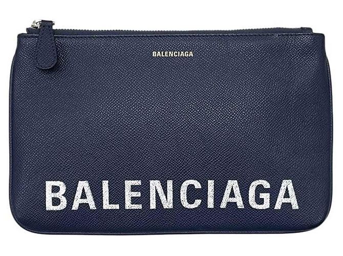 Pochette in pelle blu navy Balenciaga - vista 2