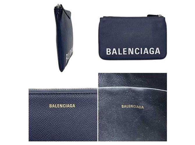 Pochette in pelle blu navy Balenciaga - vista 3