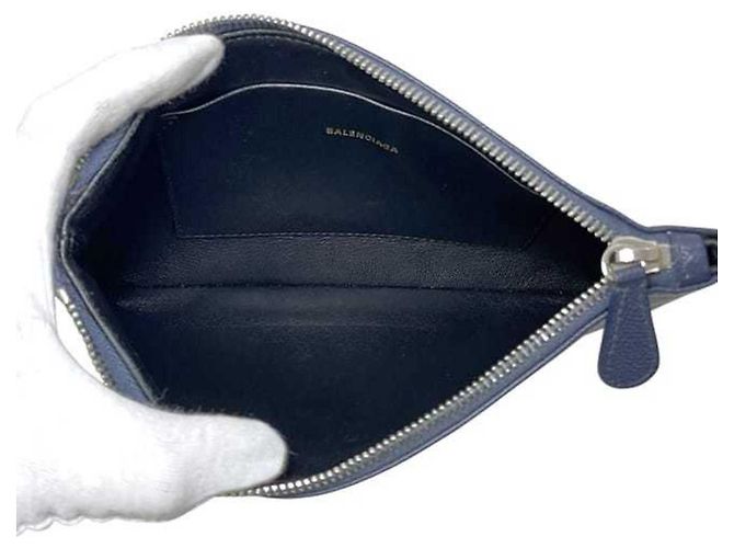 Pochette in pelle blu navy Balenciaga - vista 5