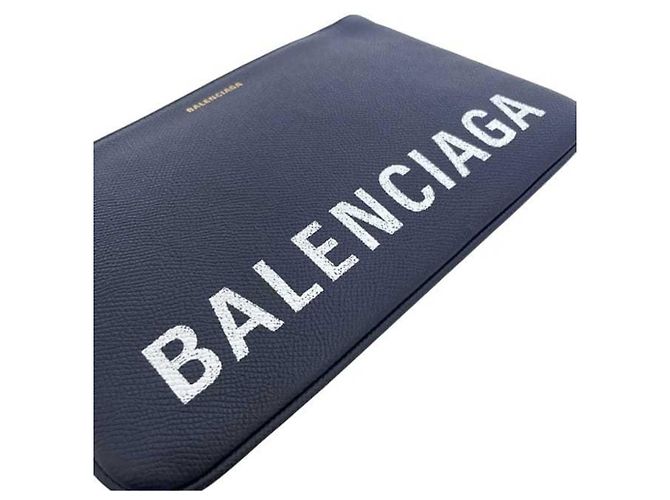 Pochette in pelle blu navy Balenciaga - vista 8