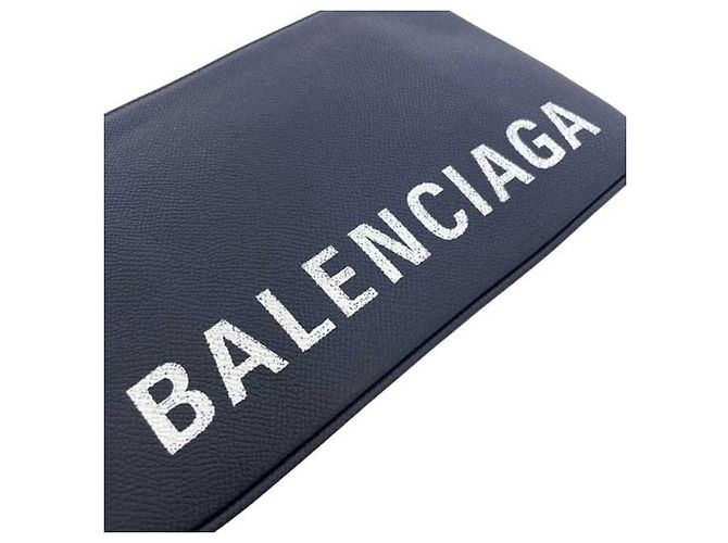 Pochette in pelle blu navy Balenciaga - vista 9