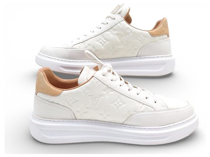 SNEAKER LOUIS VUITTON BEVERLY HILLS CUOIO MONOGRAM EMPREINTE 10 44.5 Crudo - vista 2