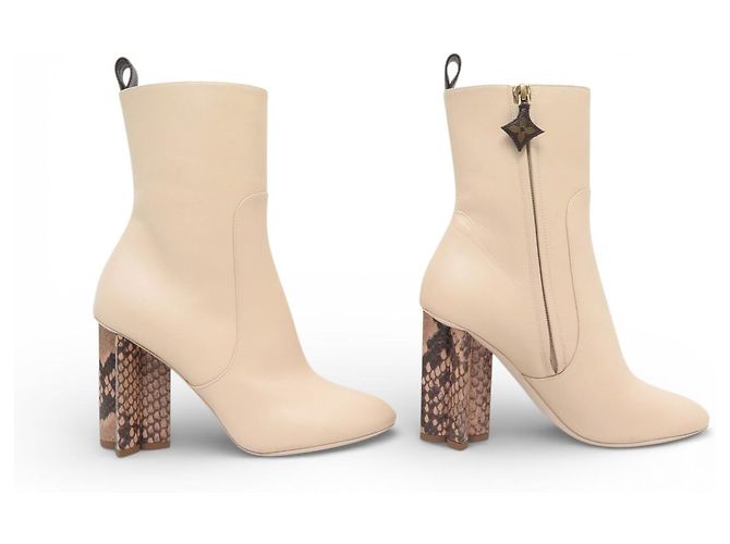 NUEVAS BOTAS LOUIS VUITTON SILUETA 37 TACONES DE PITÓN Crudo - vista 3