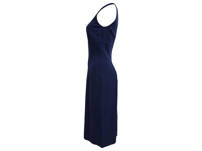 Michael Kors Midikleid mit quadratischem Ausschnitt aus marineblauer Wolle - Ansicht 2