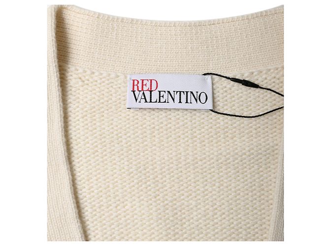 Valentino Garavani Cárdigan de lana crema con acento de lazo de punto RED Valentino Blanco Crudo - vista 4