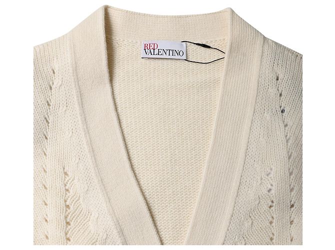 Valentino Garavani Cárdigan de lana crema con acento de lazo de punto RED Valentino Blanco Crudo - vista 5