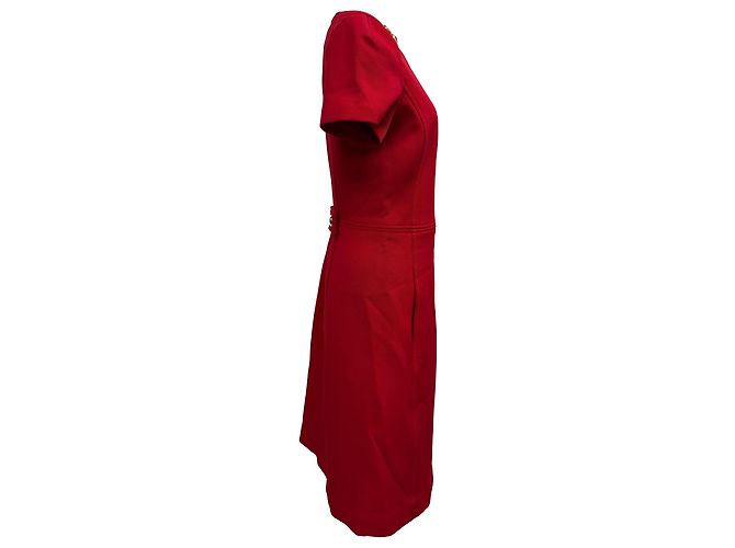 Prada Kurzarm-Minikleid aus roter Wolle - Ansicht 2