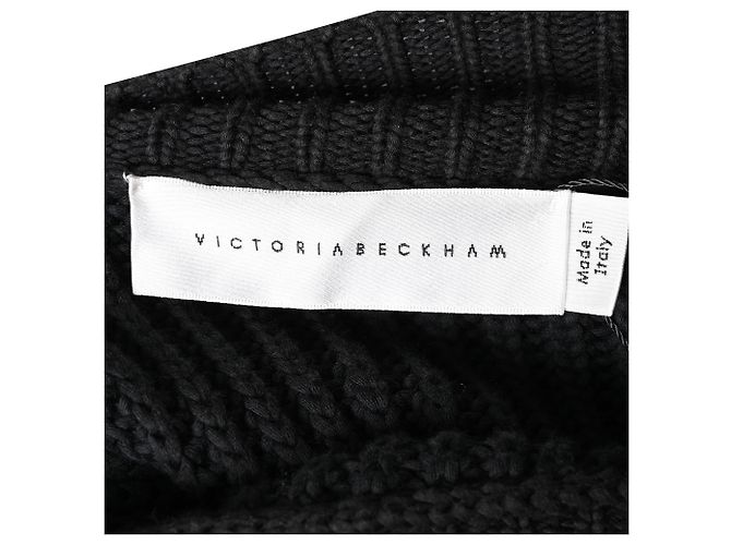Suéter oversized de malha grossa Victoria Beckham em algodão preto - vista 4