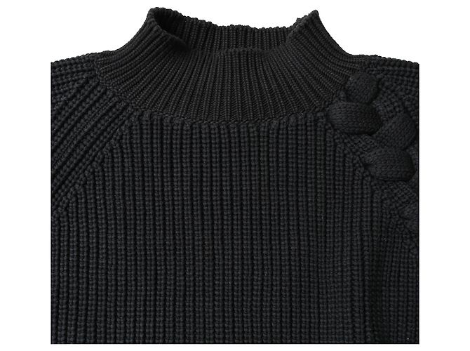 Suéter oversized de malha grossa Victoria Beckham em algodão preto - vista 5