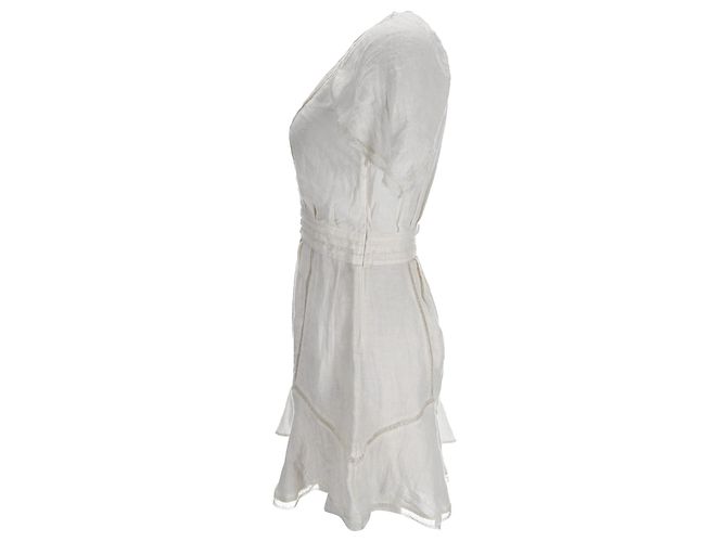 Vestido Mini de Lino Blanco con Detalles de Encaje Iro Balco Crudo - vista 2