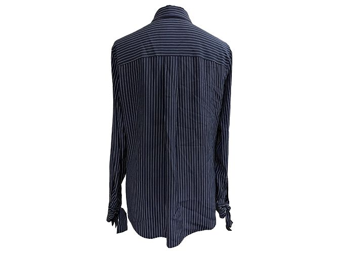 Blusa a righe con polsini in seta blu navy Theory - vista 3