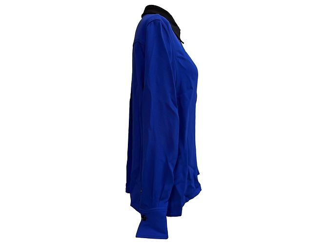 Joseph Two Tone Button Down Blouse in Blue Viscose - view 2