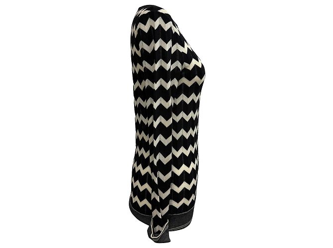 Stella Mc Cartney Stella McCartney Intarsia Chevron Pullover aus schwarzer Wolle - Ansicht 2