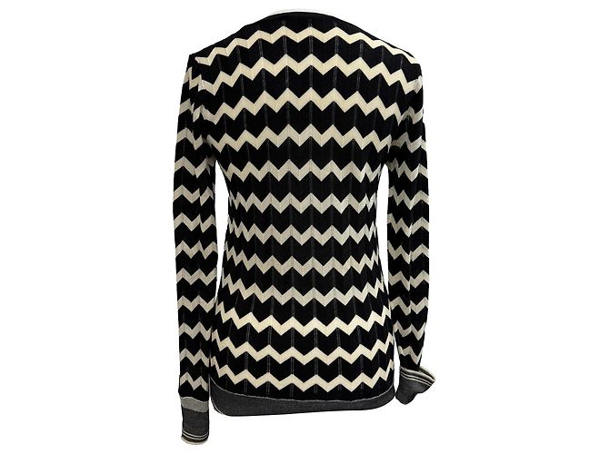 Stella Mc Cartney Stella McCartney Intarsia Chevron Pullover aus schwarzer Wolle - Ansicht 3