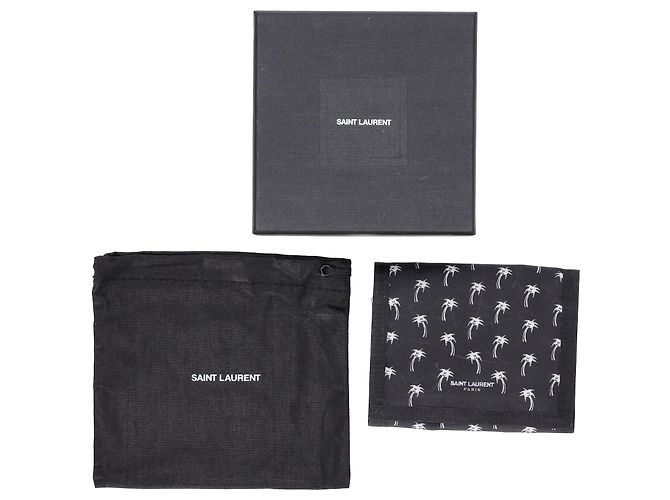 Saint Laurent Palm Tree Tri-Fold Wallet in Black Nylon - view 14