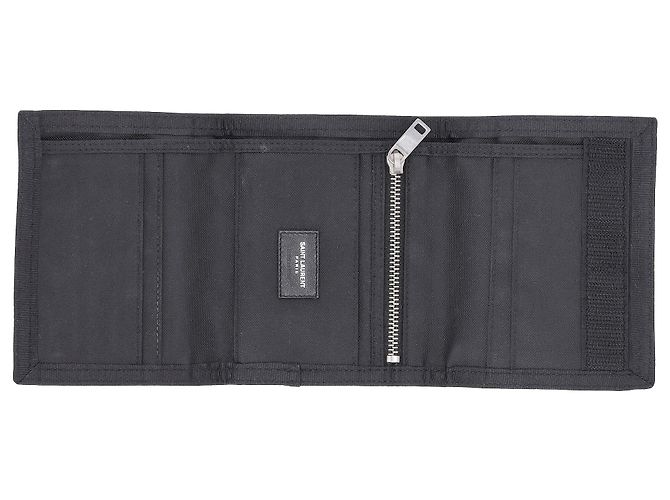 Saint Laurent Palm Tree Tri-Fold Wallet in Black Nylon - view 5