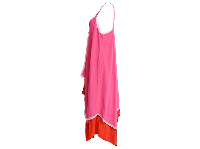 Vestido midi sem mangas com decote em V em seda rosa de Diane Von Furstenberg - vista 2